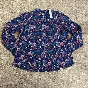 Denim & Co Adaptive Womens Floral Print Jersey Mock Neck Long Sleeve Top Size XL